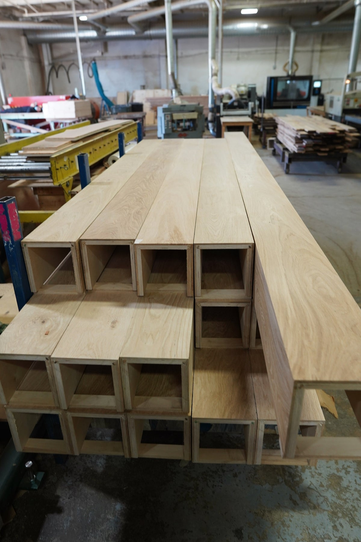 Old growth French oak box beams ready to ship
