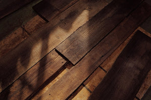 Antique French oak floorboards showing grain and wear marks, view 5