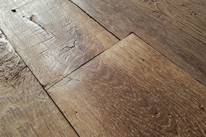 Reclaimed French oak flooring planks with hand-finished surface, view 4