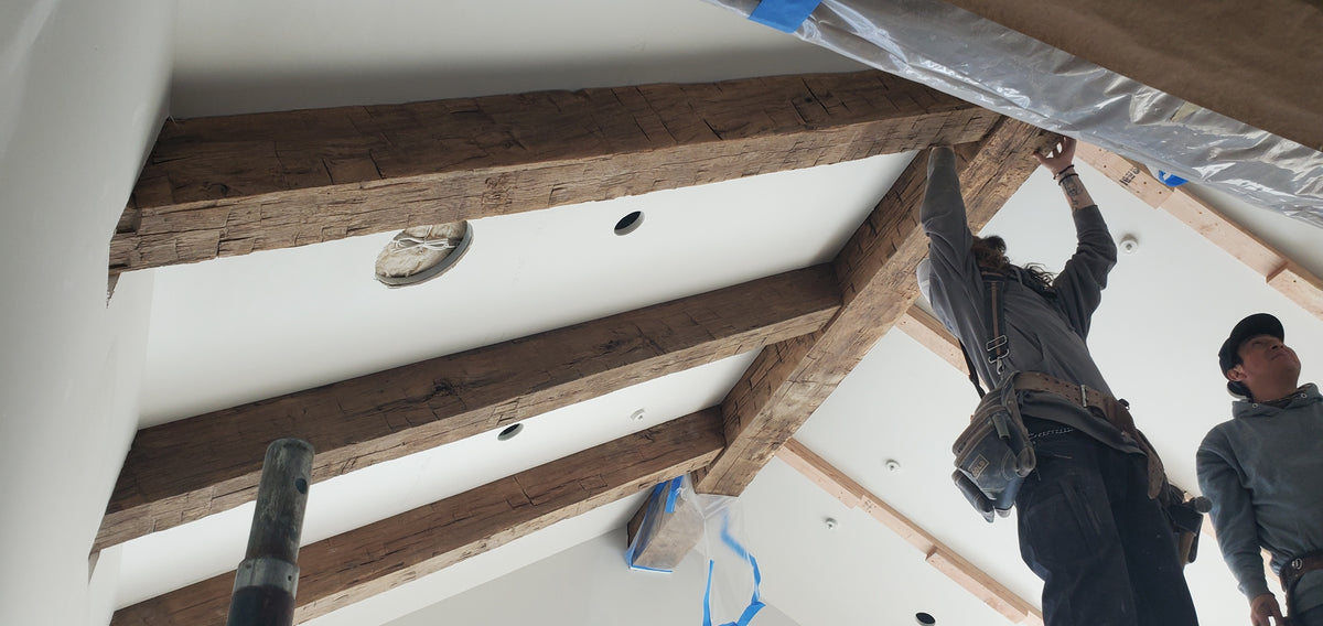 Hand Hewn, Reclaimed Solid Oak Beams