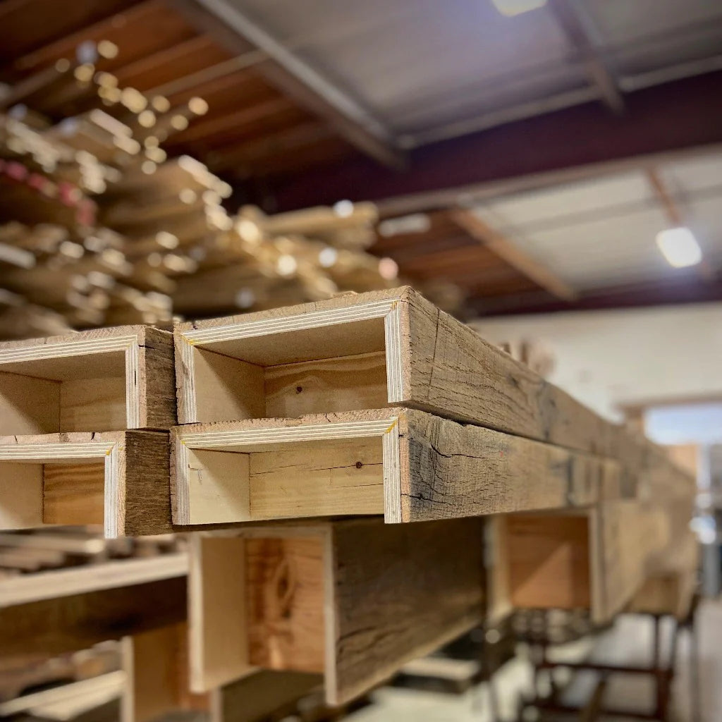 Rough Sawn, Reclaimed American Oak Box Beams