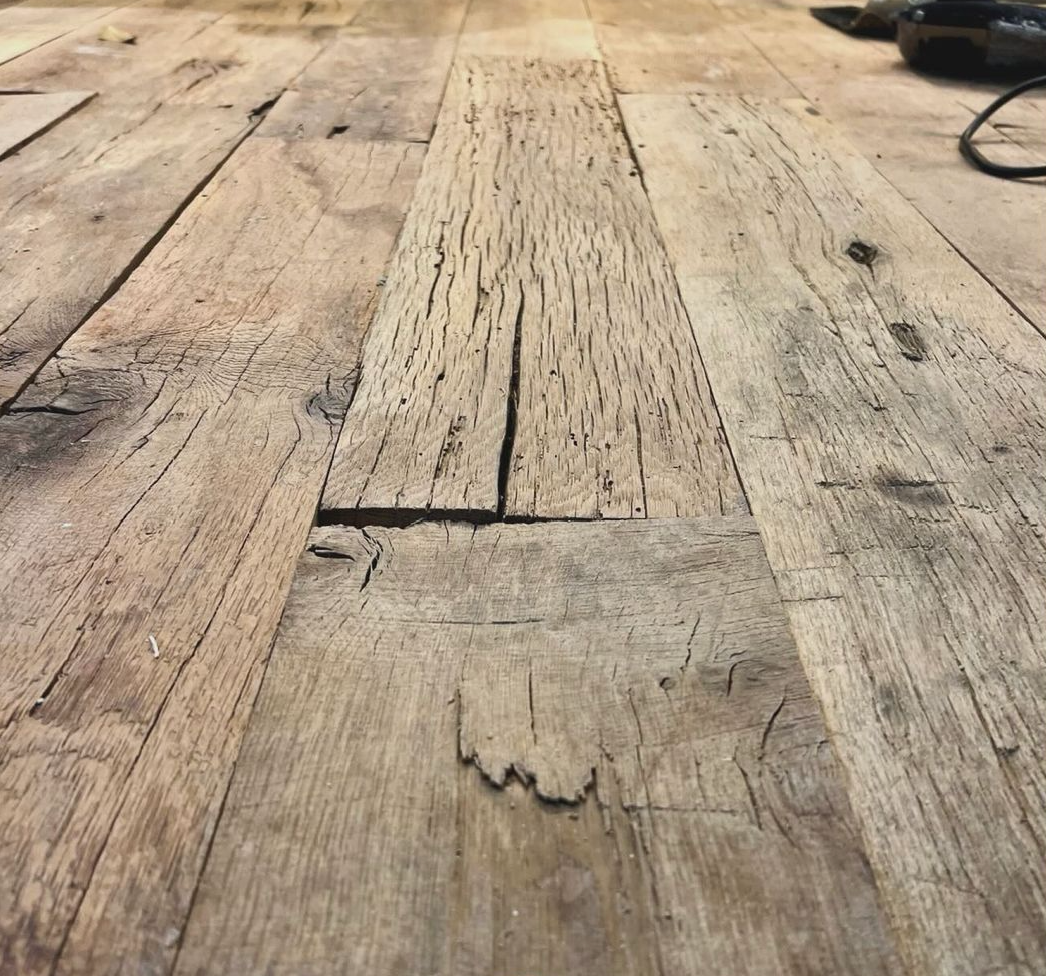 Reclaimed, Re-milled French Oak Boards - Original Face