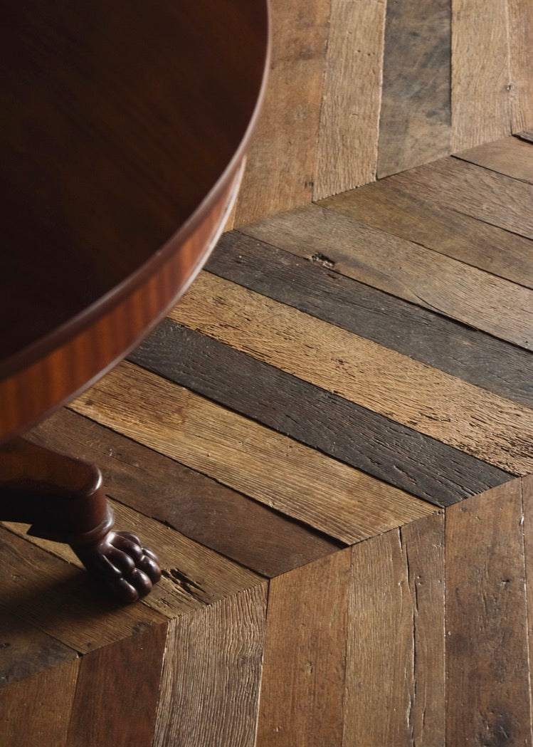 Haussmann chevron oak detail with table