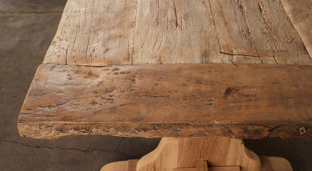 Custom reclaimed French oak table top edge