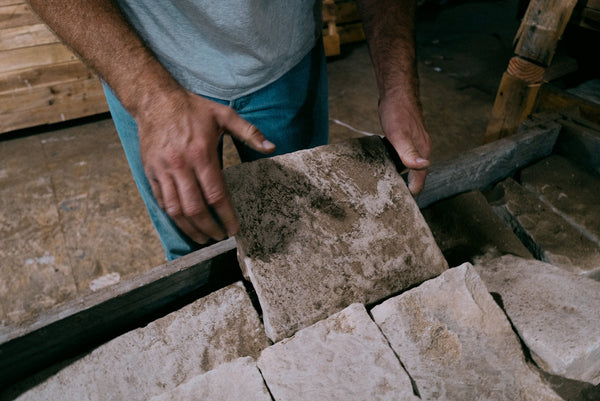 Hand-worn Dalle de Bourgogne limestone piece