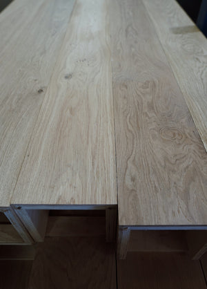 Grain detail of old growth French oak box beam faces