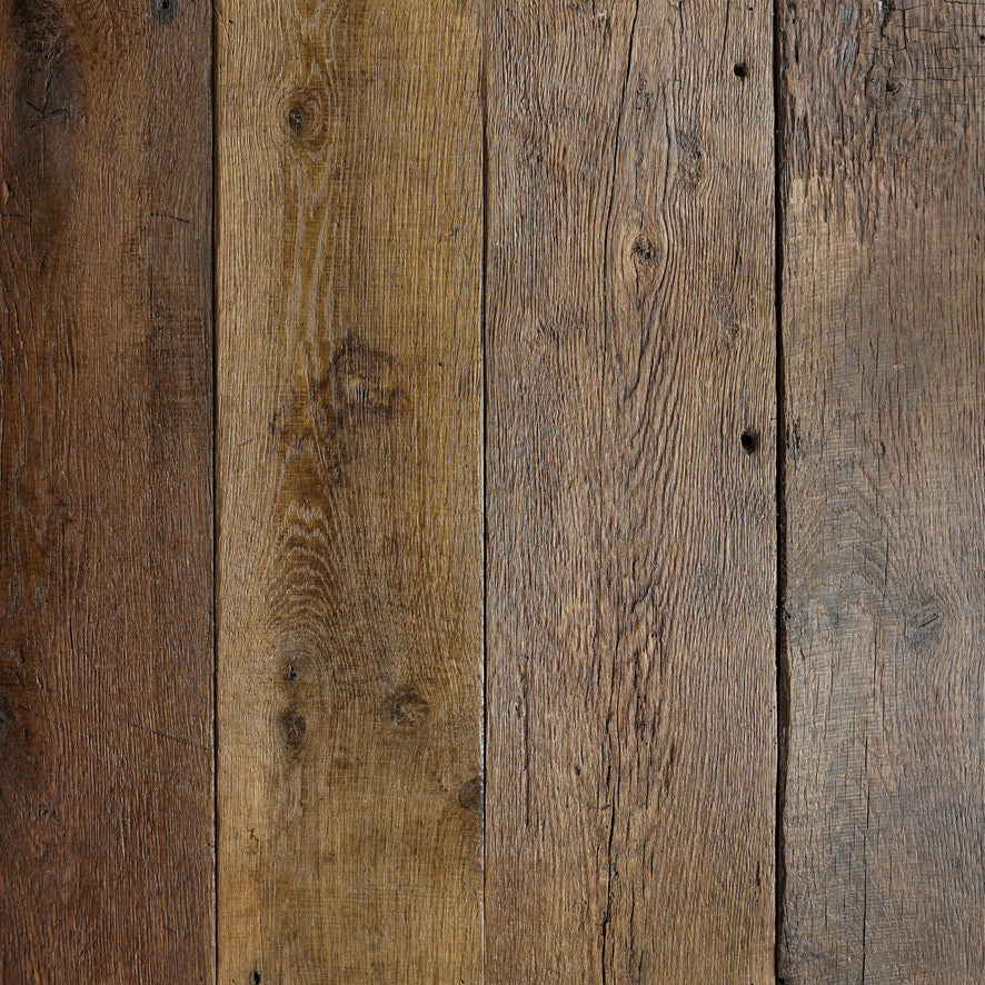 Reclaimed original French oak floorboards, close-up