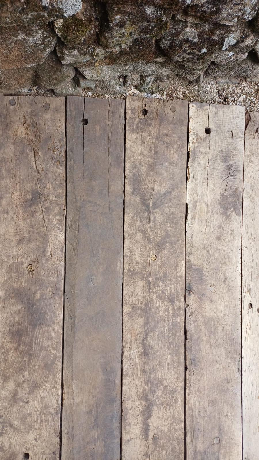 Original reclaimed French oak floorboards in place in an old French building